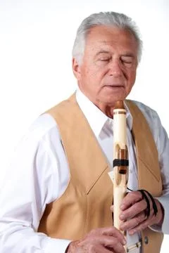 Senior with flute Stock Photos