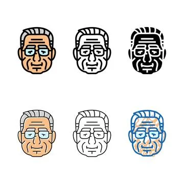 Senior forms old man avatar color icon vector Stock Illustration
