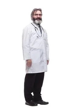 Senior General practitioner with a stethoscope. isolated on a white Foto stock