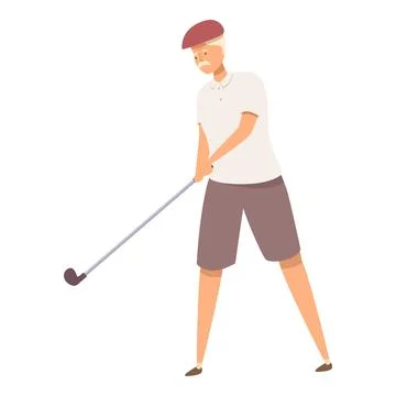 Senior golfer concentrating while playing golf on green course Stock Illustration