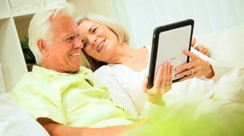 Senior Grandparents Using Online Internet Webchat Stock Footage