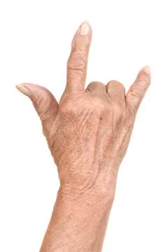 Senior hand gesture Foto stock