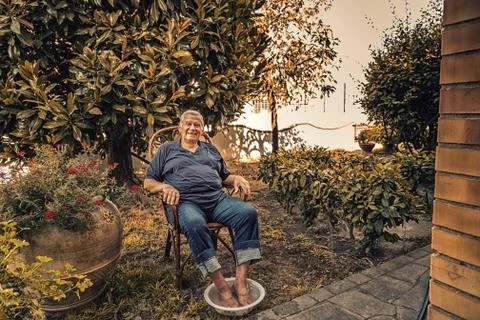 Senior having footbath Stock Photos