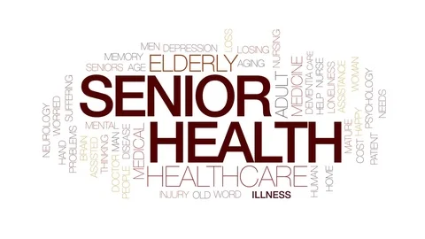 Senior health animated word cloud, text design animation. Kinetic typography. Stock Footage