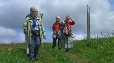 Senior hike Stock Footage 505477