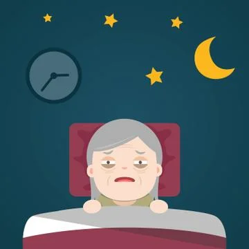 Senior Insomnia, sleeplessness Stock Illustration