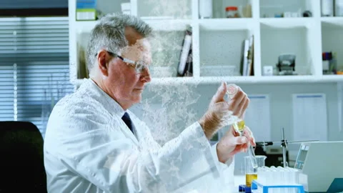 Senior lab scientist reaching test tube ... | Stock Video | Pond5