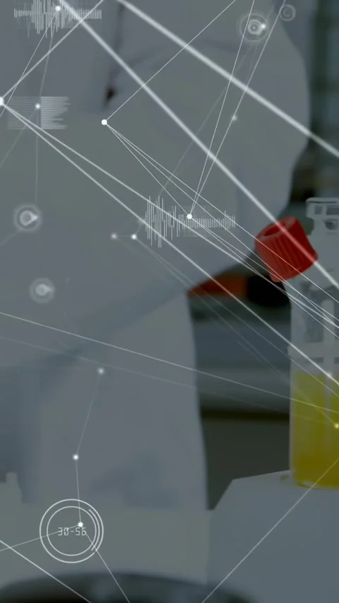 Senior lab tech picking up tube and aligning rack while preparing samples, Stock Footage 332598426