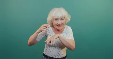 Senior lady enjoying dancing Stock Footage 114126355