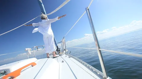 Senior Lady Having Fun Sailing Stock Footage