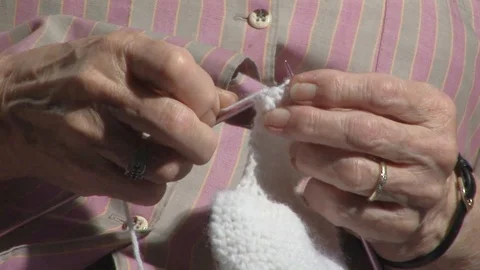 Senior Lady Knitting Stock Footage 105547151