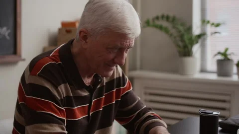 Senior Learner Using Laptop for Study in Adult Education Class Stock Footage 329292796