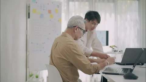 Senior Learning Technology Coding Training Education Collaboration Computer. Stock Footage 308168459