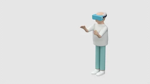 Senior male character using VR goggles Stock Footage 322197206