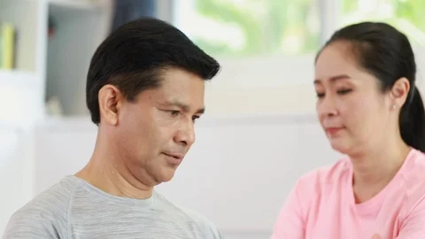 Senior man and physiotherapy stretching foam roller for rehabilitation. Stock Footage 102948891