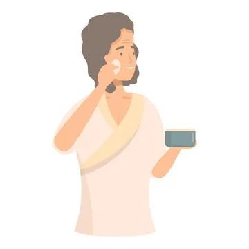 Senior man applying face cream enjoying skincare routine Stock Illustration