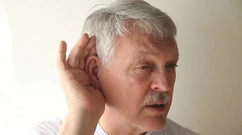 Senior man cannot hear Stock Footage 11289969