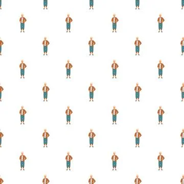Senior man cartoon character seamless pattern 스톡 일러스트