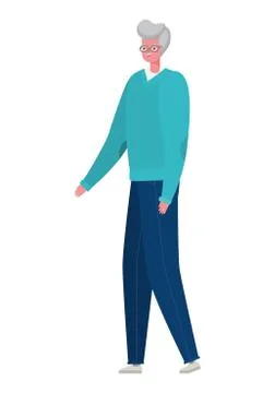 Senior man cartoon with pullover and glasses vector design Ilustración de archivo
