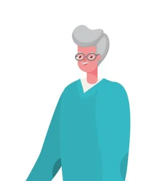 Senior man cartoon with pullover and glasses vector design Ilustración de archivo