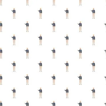 Senior man character pointing seamless pattern background 스톡 일러스트