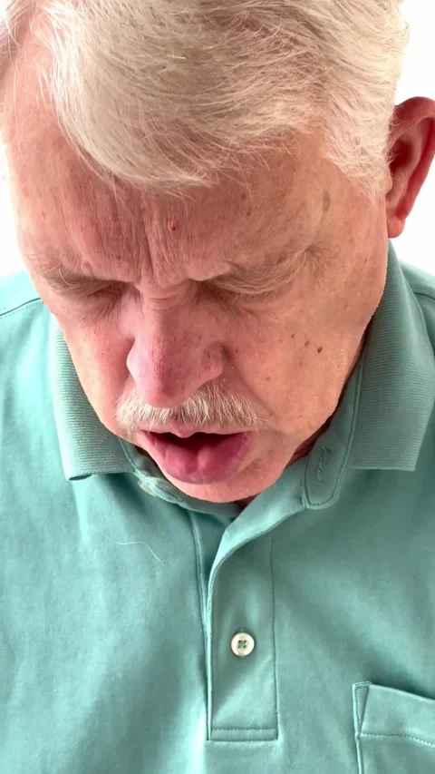 Senior man coughing vertical Stock Footage 219279231