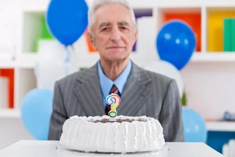 Senior man does not know how old Stock Photos