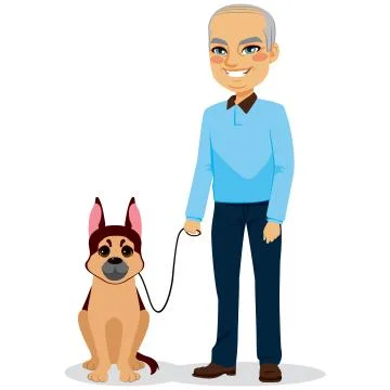 Senior Man With Dog Stock Illustration