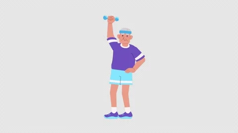 Senior man doing exercises animation. Sport, active life, Healthy lifestyle Stock Footage 255150590