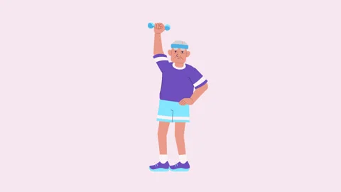 Senior man doing exercises animation. Sport, active life, Healthy lifestyle Stock Footage 255150599