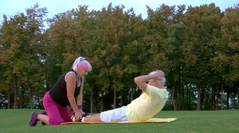 Senior man doing physical exercise. Stock Footage 68715046