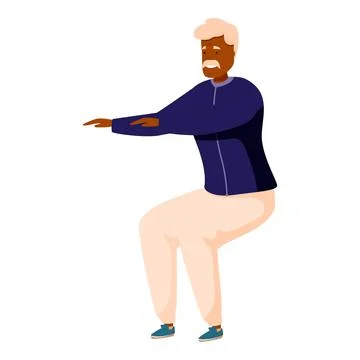 Senior man doing squats exercise, maintaining health and fitness in old age Stock Illustration