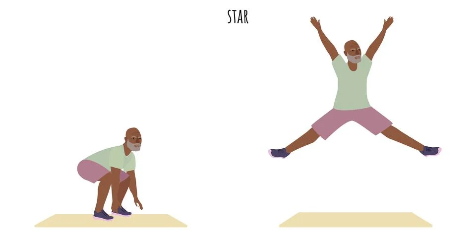 Senior man doing star exercise Stock Illustration