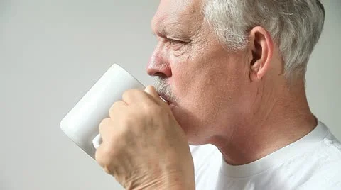 Senior man drinking coffee Stock Footage 11485777