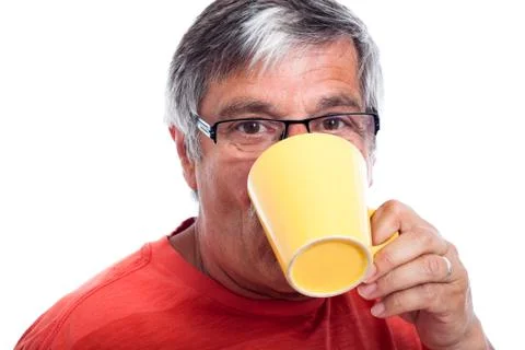 Senior man drinking Stock Photos