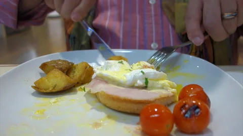 Senior Man Eats Breakfast Stock Footage 43715091
