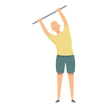 Senior man exercising with bar maintaining active lifestyle Stock Illustration