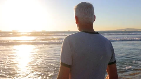 Senior Man Exercising At The  Beach Video stock 159768730
