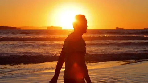 Senior Man Exercising At The  Beach Vídeo Stock 188346953
