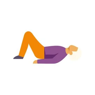 Senior man exercising lying down for back pain Stock Illustration
