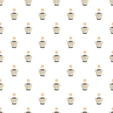 Senior man with face mask reading newspaper seamless pattern イラスト素材