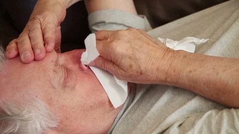 Senior man with flu symptoms Stock Footage 88712540