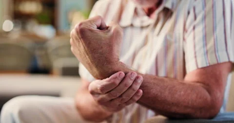Senior man, hands and wrist pain with injury for carpal tunnel syndrome or Stock Footage 326037672