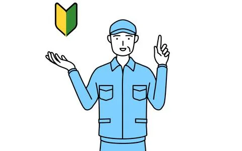 Senior man in hat and work clothes showing the symbol for young leaves. Ilustración de archivo