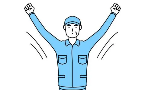 Senior man in hat and work clothes doing radio calisthenics, preparation fo.. Stock Illustration