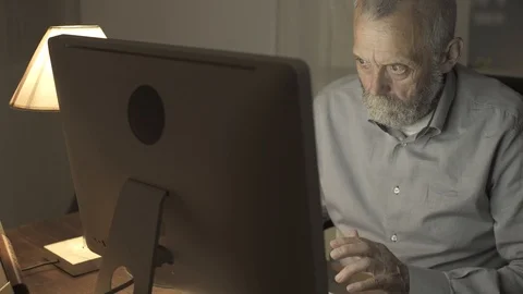 Senior man having computer problems Stock Footage 112644531