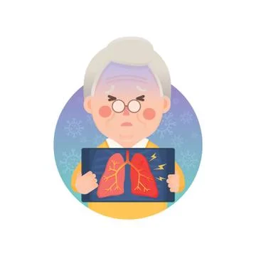 Senior Man Having Inflammation Lung Stock Illustration