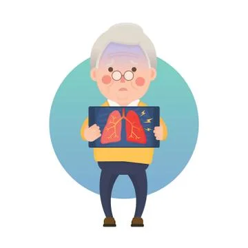 Senior Man Having Inflammation Lung Stock Illustration