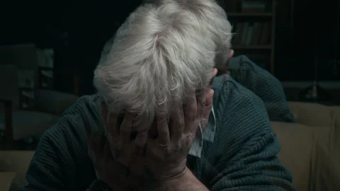 Senior Man Having Panic Attack at Home Stock Footage 300598723