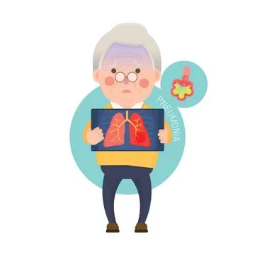 Senior Man Having Pneumonia Stock Illustration